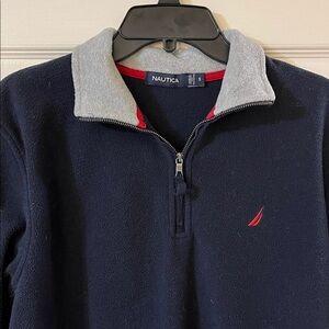 Nautica Men's 3/4 Zip-Up Fleece in Navy and Gray